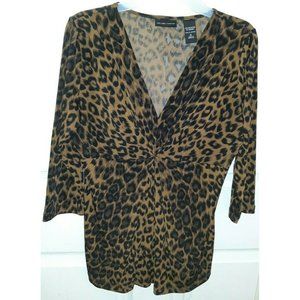 NEW YORK & COMPANY V-Neckline, Animal Print Shirt